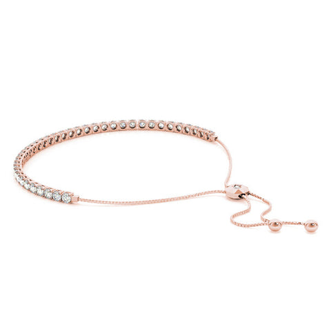 Rose gold Round Cut Diamond Tennis Bracelet with Box Chain and Four-Prong Setting 2