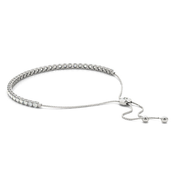 White gold Round Cut Diamond Tennis Bracelet with Box Chain and Four-Prong Setting 2