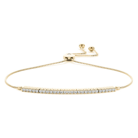 Yellow gold Round Diamond Tennis Bracelet with Box Chain and Bar Prong Setting 1