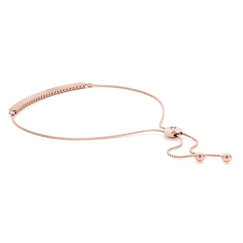 Rose gold Round Diamond Tennis Bracelet with Box Chain and Bar Prong Setting 2