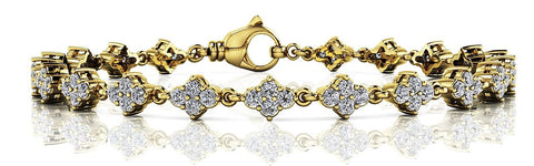 Yellow gold Pavé Round Diamond Tennis Bracelet with Four-Prong Setting 1