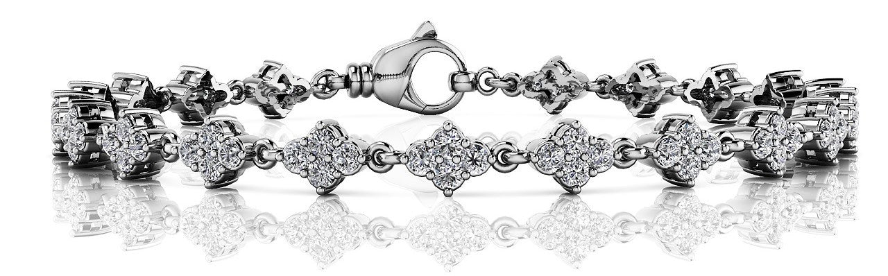 White gold Pavé Round Diamond Tennis Bracelet with Four-Prong Setting 1
