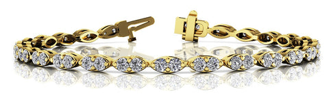 White gold Marquise Diamond Tennis Bracelet with Bezel Setting and Four-Prong Clasp 2
