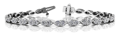 White gold Marquise Diamond Tennis Bracelet with Bezel Setting and Four-Prong Clasp 1