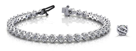 White gold Round Cut Diamond Tennis Bracelet with Prong Setting and Twisted Band 1