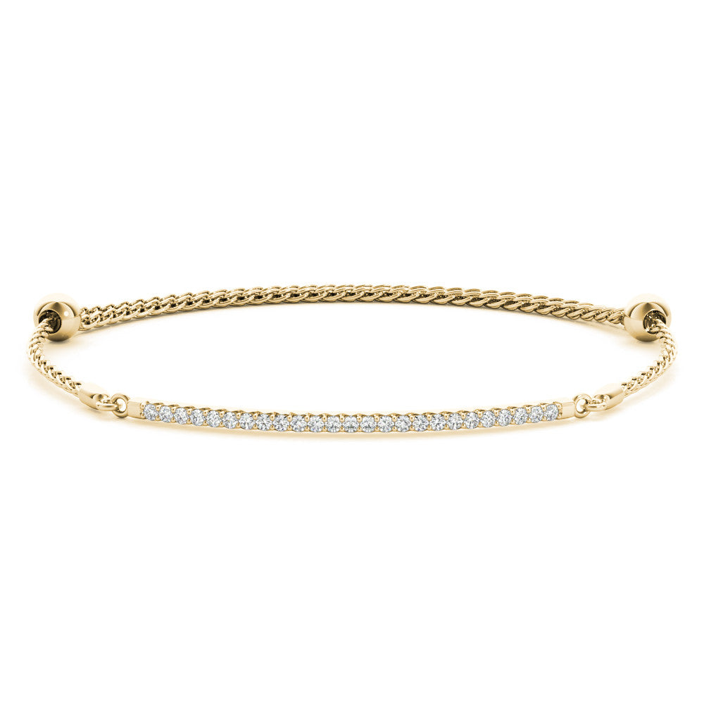 Yellow gold Pavé Round Diamond Chain Bracelet with Bezel Setting 1