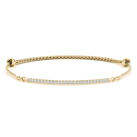 Yellow gold Pavé Round Diamond Chain Bracelet with Bezel Setting 1