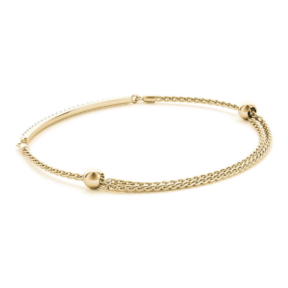 Yellow gold Pavé Round Diamond Chain Bracelet with Bezel Setting 2