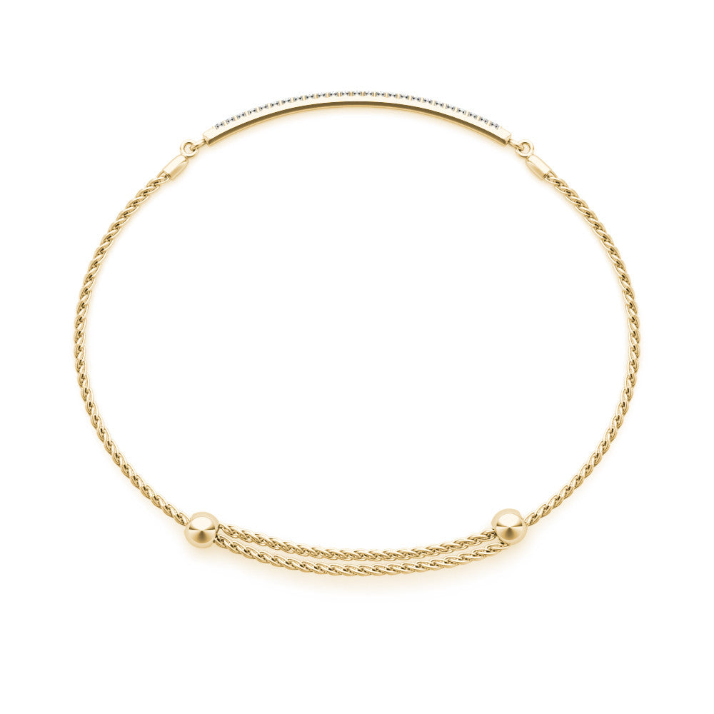 Yellow gold Pavé Round Diamond Chain Bracelet with Bezel Setting 3