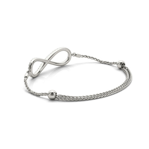 White gold Pavé Round Diamond Infinity Chain Bracelet with Bezel Setting 2