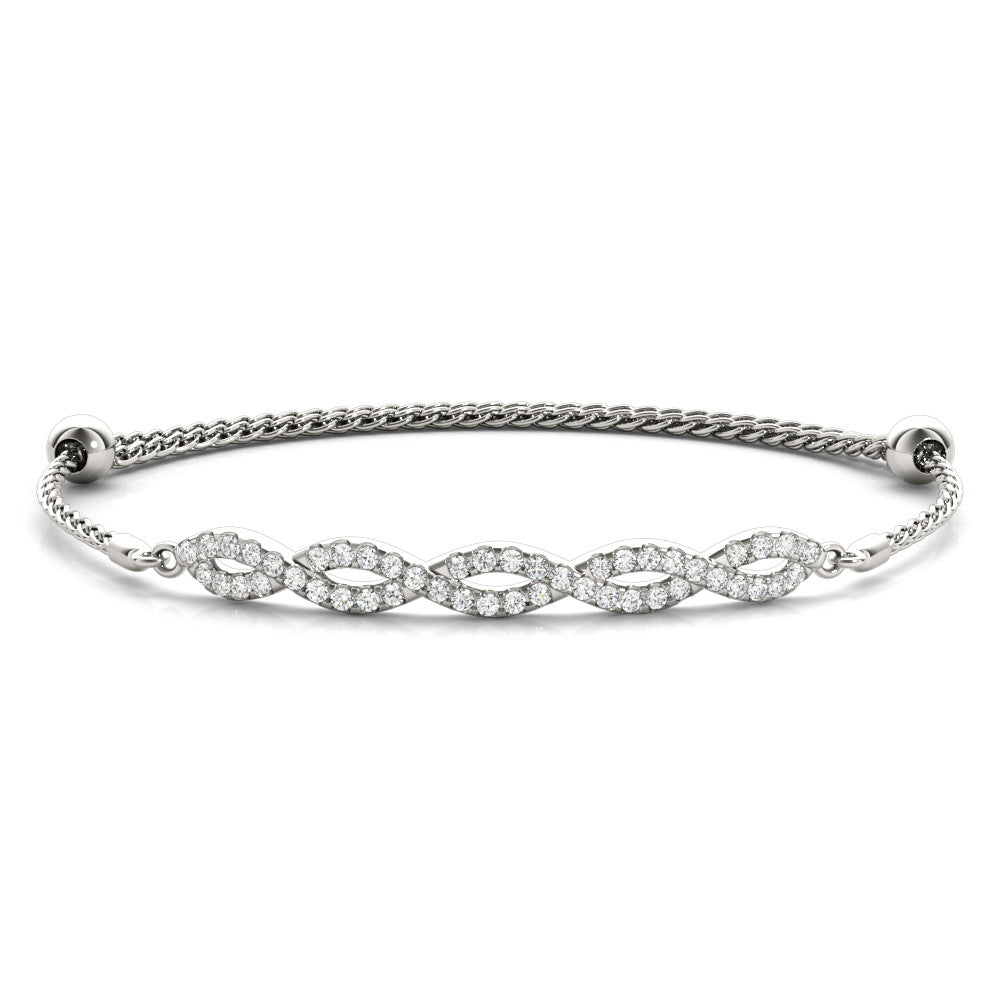 White gold Pavé Marquise Infinity Chain Bracelet with Bezel Prong Setting 1