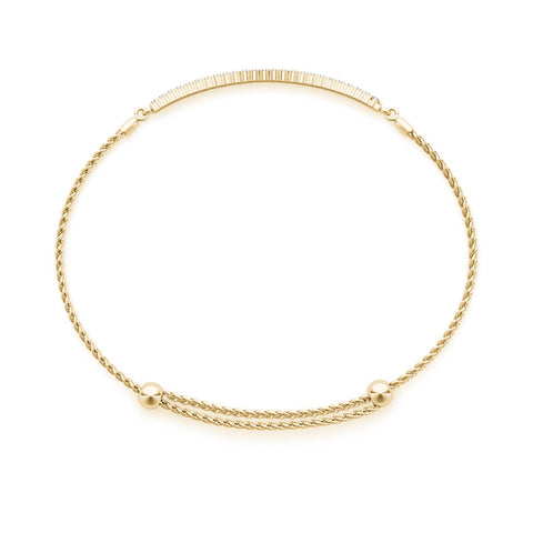 Yellow gold Pavé Round Diamond Adjustable Chain Bracelet 3
