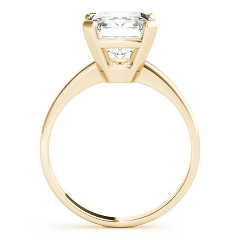 Yellow gold Emerald Cut Solitaire Ring with Four-Prong Setting and Classic Band