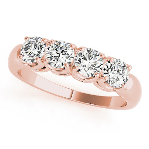 Rose gold Four-Stone Round Cut Diamond Prong-Set White Gold Band 1