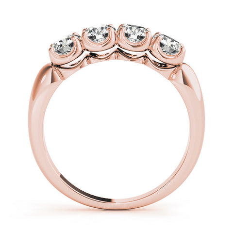 Rose gold Four-Stone Round Cut Diamond Prong-Set White Gold Band 2
