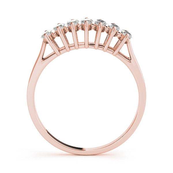 Rose gold Marquise Diamond Prong Set White Gold Curved Band 2