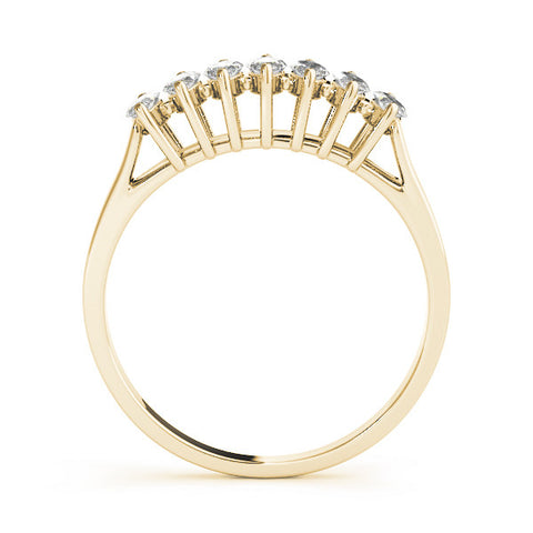 Yellow gold Marquise Diamond Prong Set White Gold Curved Band 2