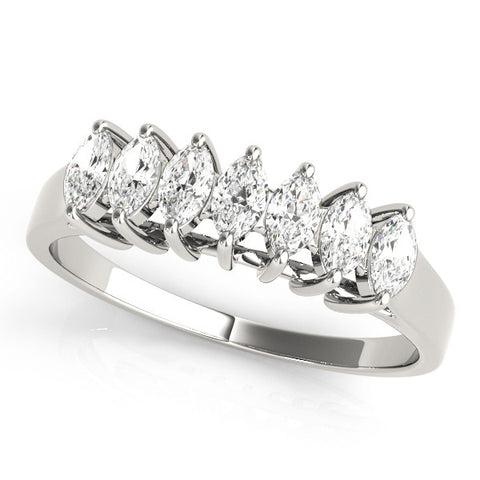 White gold Marquise Diamond Prong Set White Gold Curved Band 1