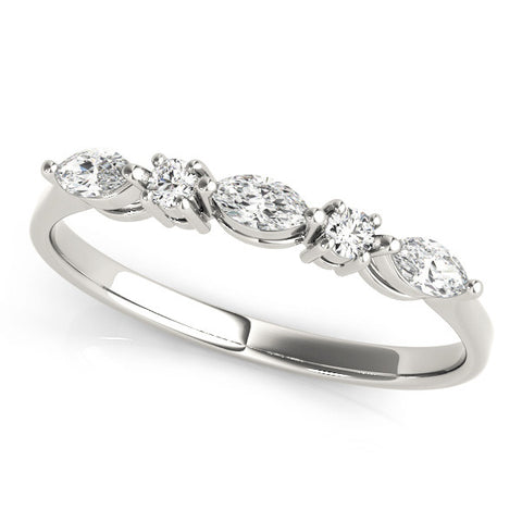 White gold Prong Set Round Diamond Half-Eternity Band 1