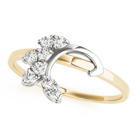 Yellow gold Marquise Cluster Bypass Ring with Prong Setting 1