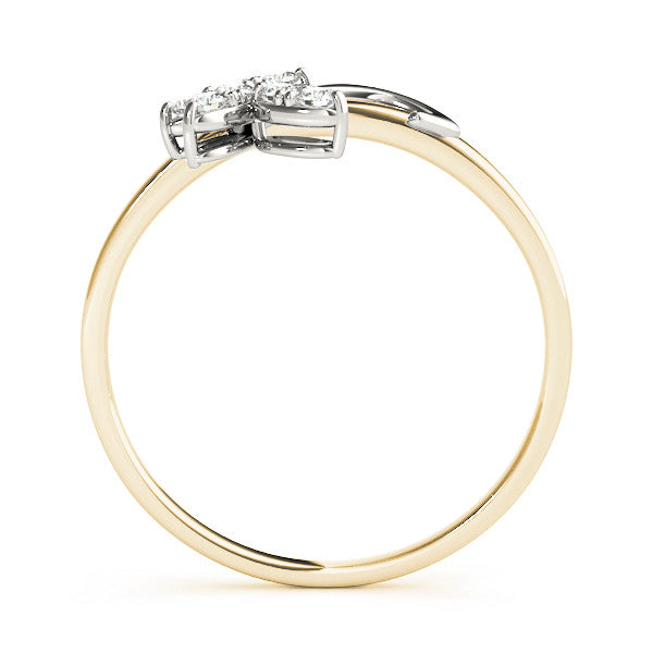 Yellow gold Marquise Cluster Bypass Ring with Prong Setting 2