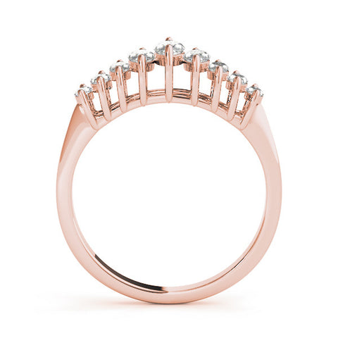 Rose gold Marquise Diamond Prong Set Curved Band 2