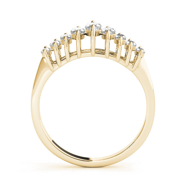 Yellow gold Marquise Diamond Prong Set Curved Band 2