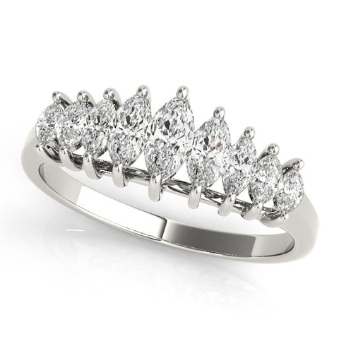 White gold Marquise Diamond Prong Set Curved Band 1