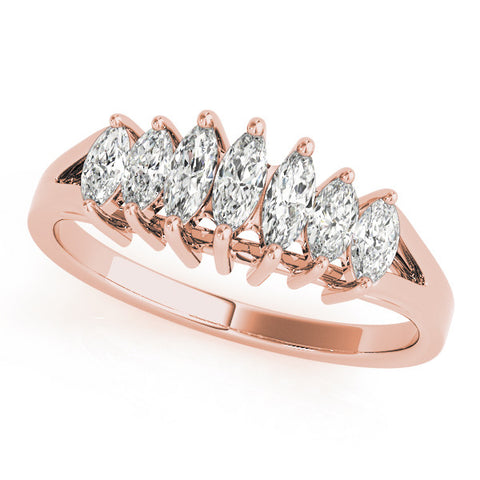 Rose gold Marquise Diamond Prong-Set Half-Eternity Band 1