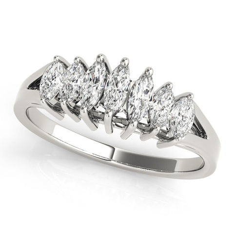 White gold Marquise Diamond Prong-Set Half-Eternity Band 1