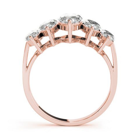 Rose gold Five-Stone Marquise Diamond Prong Set White Gold Band 2