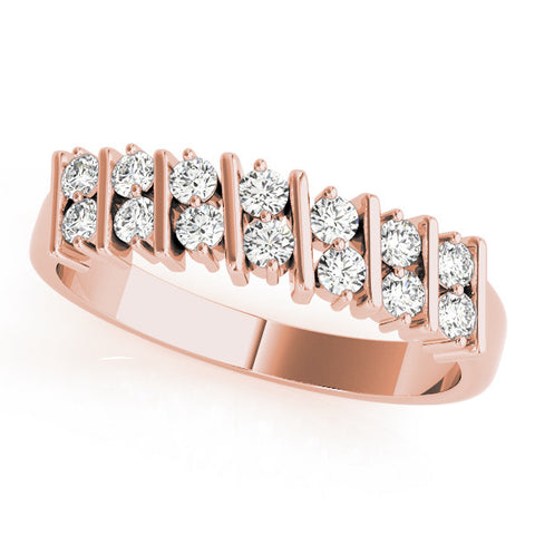Rose gold Channel Set Round Diamond Anniversary Band with Vertical Prongs 1