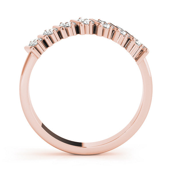 Rose gold Channel Set Round Diamond Anniversary Band with Vertical Prongs 2