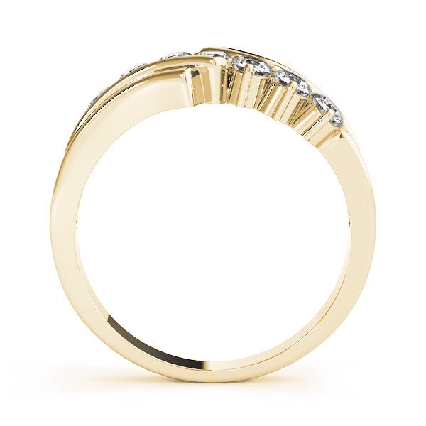 Yellow gold Channel Set Round Diamond Wave Band with Shared Prong Setting 2