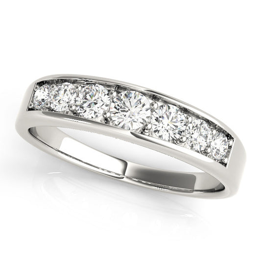 White gold Channel-Set Round Diamond Comfort Fit Band 1
