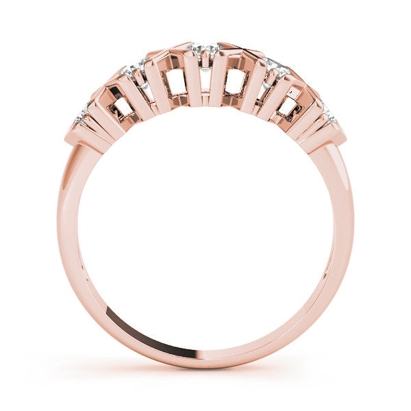 Rose gold Round Diamond Channel Set X-Prong Band 2