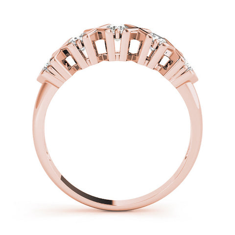 Rose gold Round Diamond Channel Set X-Prong Band 2