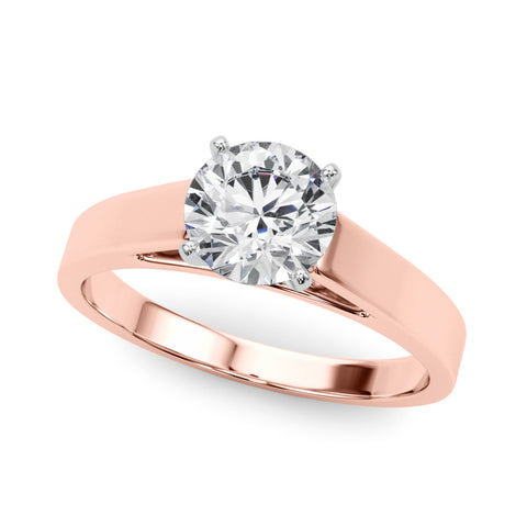 Rose gold Round Solitaire Engagement Ring with Four-Prong Setting and Tapered Band