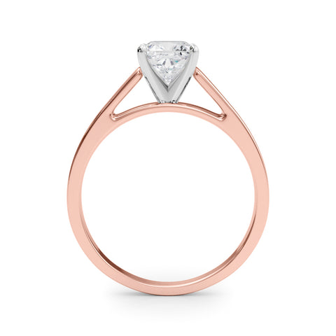 Rose gold Cushion Solitaire Engagement Ring with Four-Prong Setting and Tapered Band