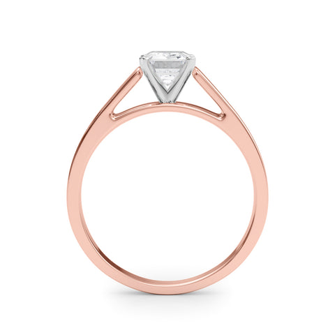 Rose gold Emerald Solitaire Engagement Ring with Four-Prong Setting and Tapered Band