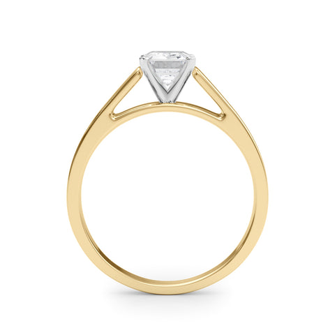 Yellow gold Emerald Solitaire Engagement Ring with Four-Prong Setting and Tapered Band