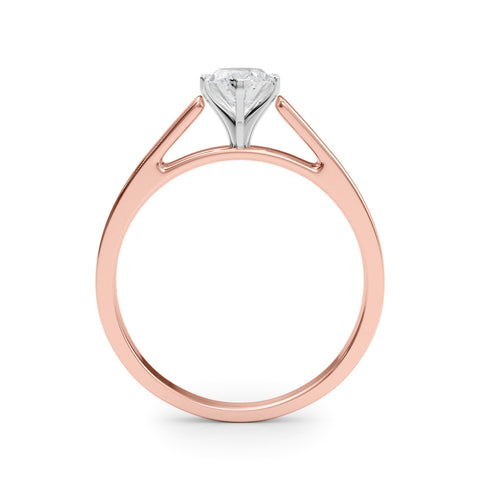 Rose gold Marquise Solitaire Engagement Ring with Four-Prong Setting and Tapered Band