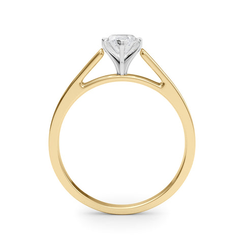 Yellow gold Marquise Solitaire Engagement Ring with Four-Prong Setting and Tapered Band