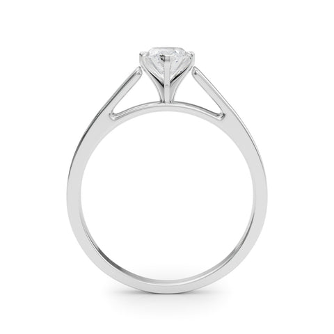 White gold Marquise Solitaire Engagement Ring with Four-Prong Setting and Tapered Band