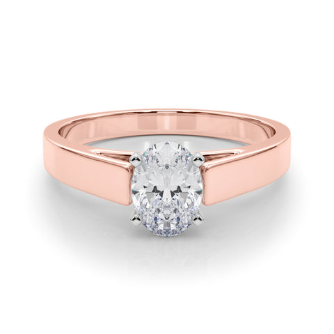 Rose gold Oval Solitaire Engagement Ring with Four-Prong Setting and Tapered Band