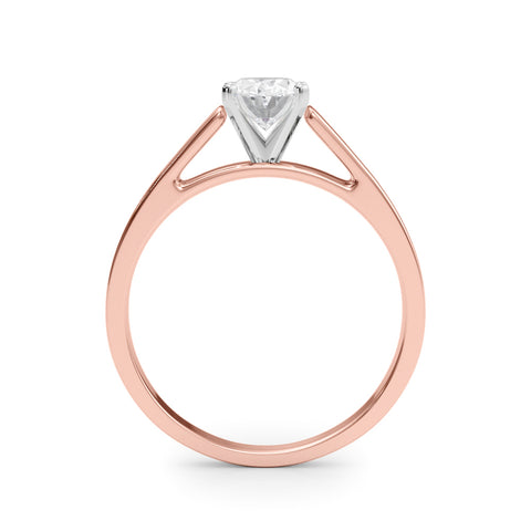 Rose gold Oval Solitaire Engagement Ring with Four-Prong Setting and Tapered Band