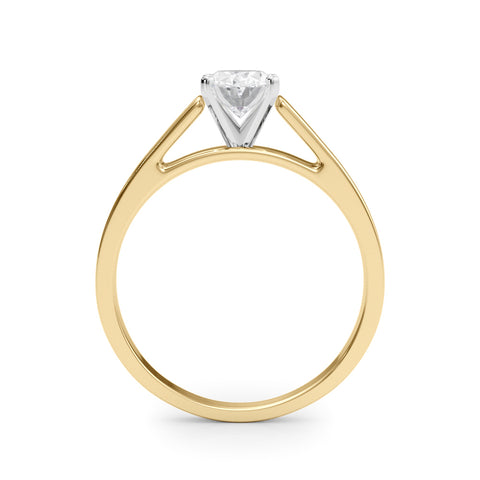 Yellow gold Oval Solitaire Engagement Ring with Four-Prong Setting and Tapered Band