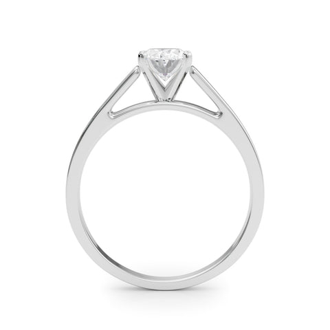 White gold Oval Solitaire Engagement Ring with Four-Prong Setting and Tapered Band