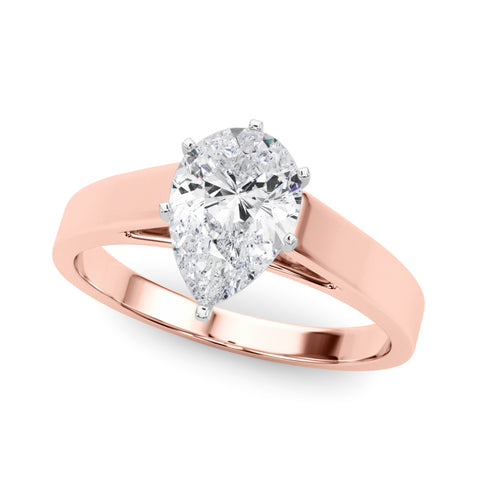 Rose gold Pear Solitaire Engagement Ring with Four-Prong Setting and Tapered Band