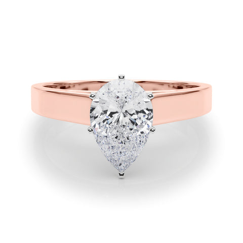 Rose gold Pear Solitaire Engagement Ring with Four-Prong Setting and Tapered Band